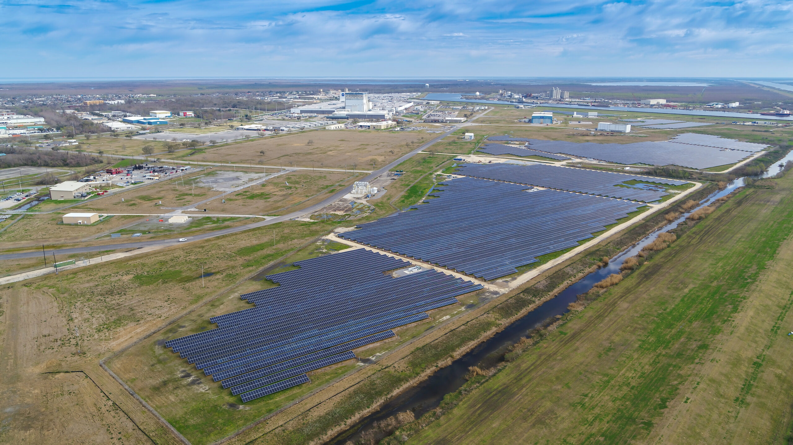 aerial view Entergy Solar plant New Orleans